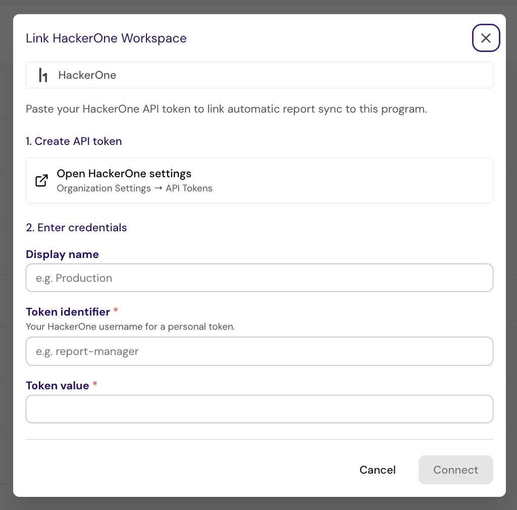 HackerOne integration setup in Konvu